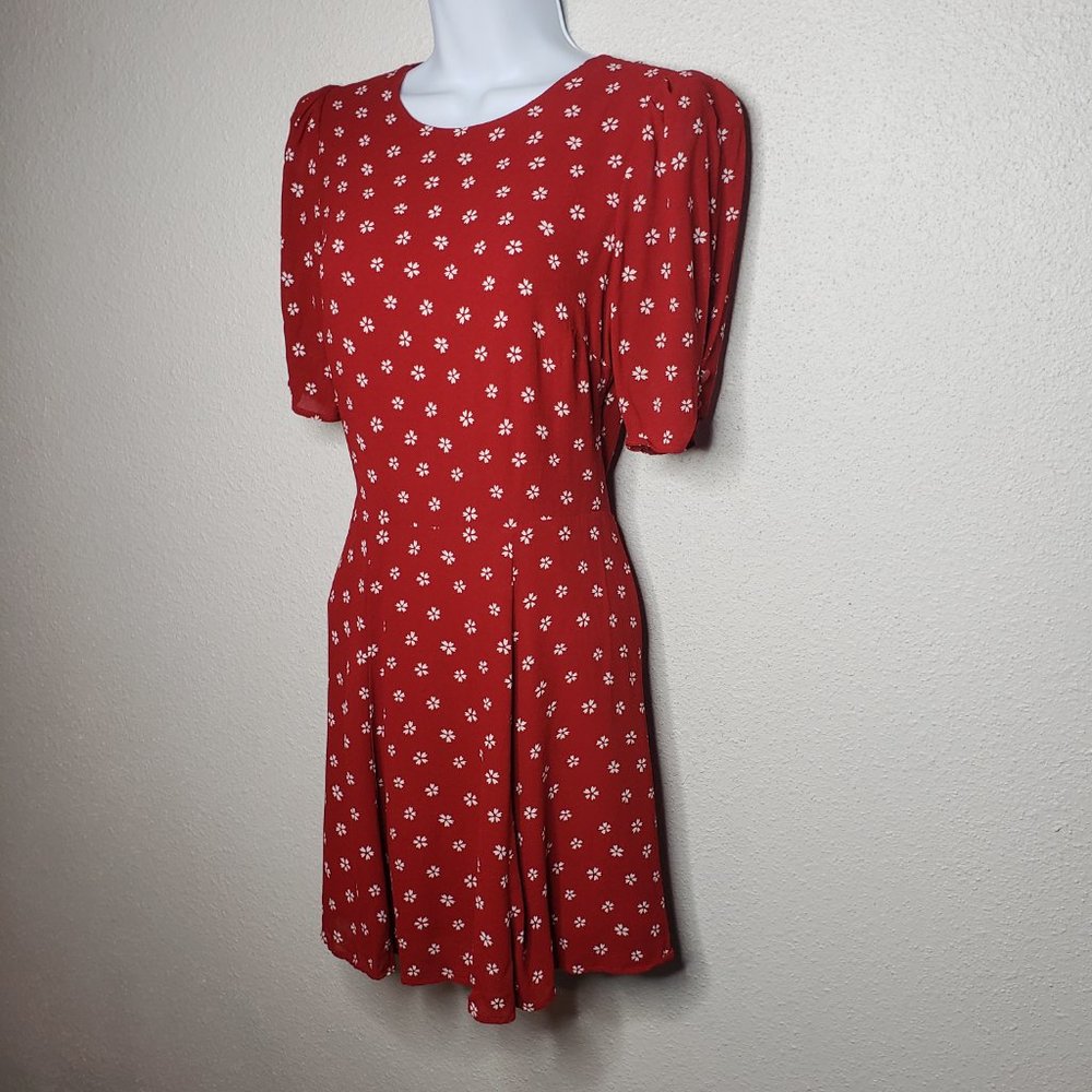 Reformation Bard in Nigella Red Tie Back Neck Mini Dress (842) - Picture 3 of 8